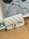 Chanel AS3457 Mini Flap Bag Lambskin & Gold-Tone Metal White