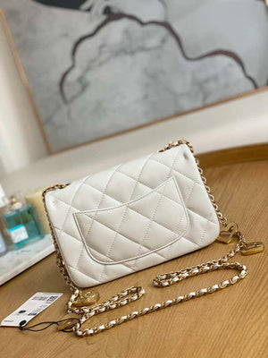 Chanel AS3457 Mini Flap Bag Lambskin & Gold-Tone Metal White - Default Title - View 2