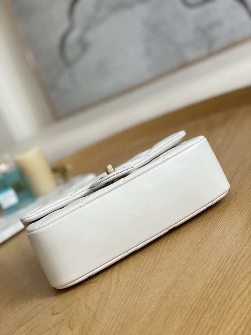 Chanel AS3457 Mini Flap Bag Lambskin & Gold-Tone Metal White