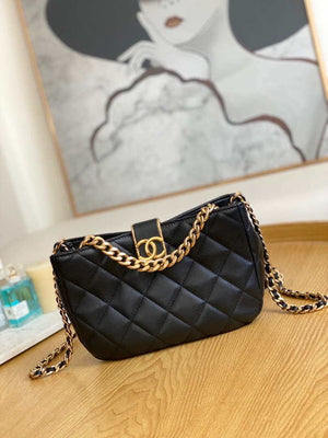 Chanel AS3476 Hobo Handbag Lambskin Black - Default Title - View 1