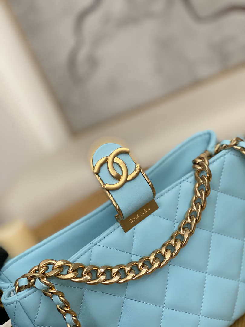 Chanel AS3476 Hobo Handbag Lambskin Blue - Default Title - View 4