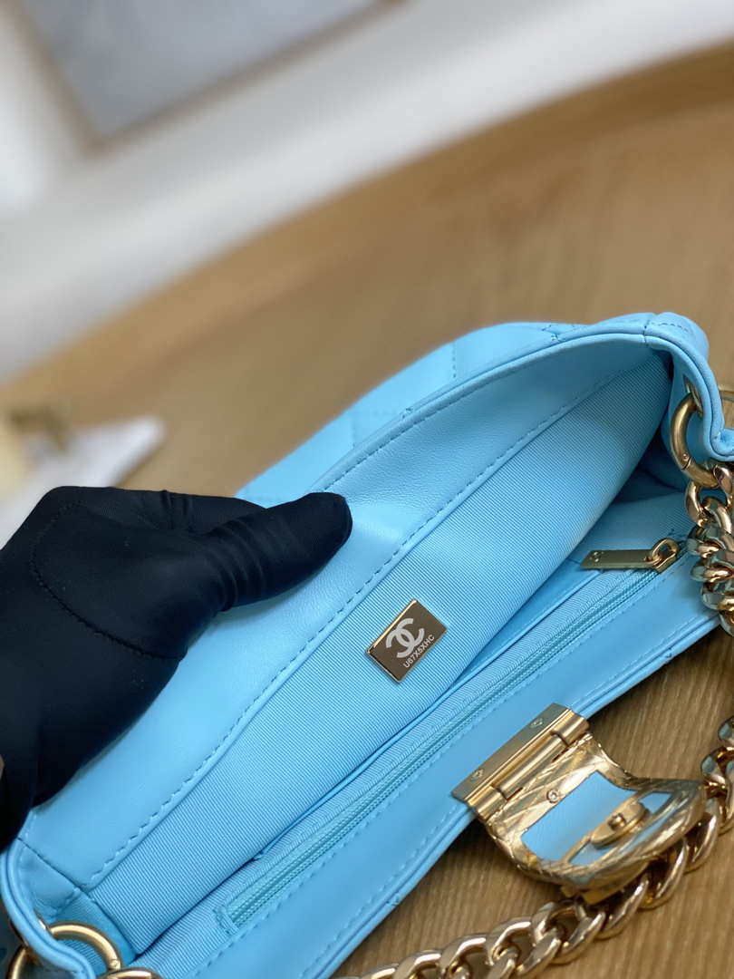 Chanel AS3476 Hobo Handbag Lambskin Blue - Default Title - View 8