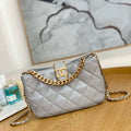 Chanel AS3476 HOBO Handbag Lambskin & Gold-Tone Metal Light Gray - Default Title - View 1