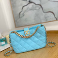 Chanel AS3476 HOBO Handbag Lambskin & Gold-Tone Metal Light Blue - Default Title - View 1