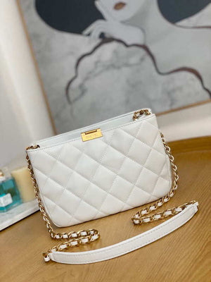 Chanel AS3476 HOBO Handbag Lambskin & Gold-Tone Metal White - Default Title - View 2