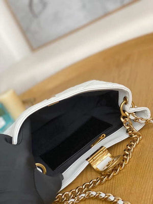 Chanel AS3476 HOBO Handbag Lambskin & Gold-Tone Metal White - Default Title - View 9