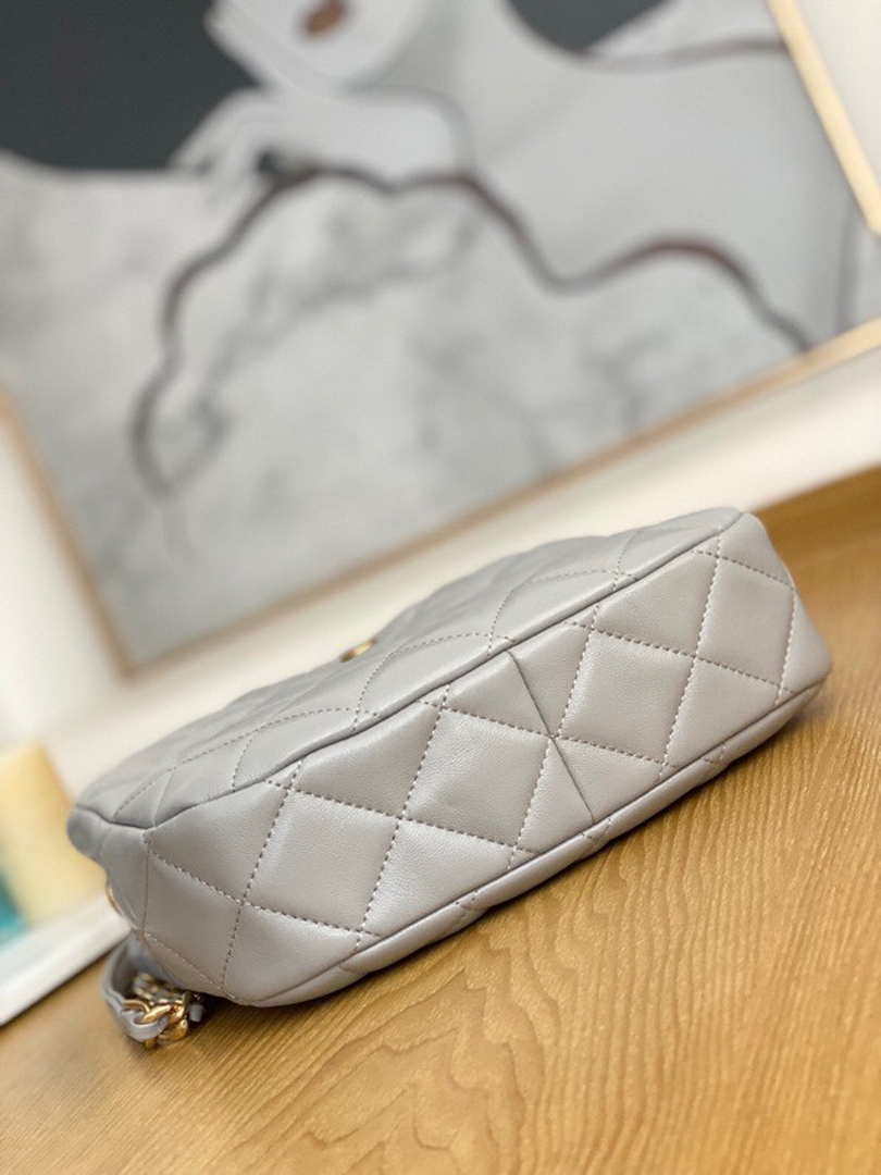 Chanel AS3476 Hobo Handbag Lambskin Light Grey - Default Title - View 7