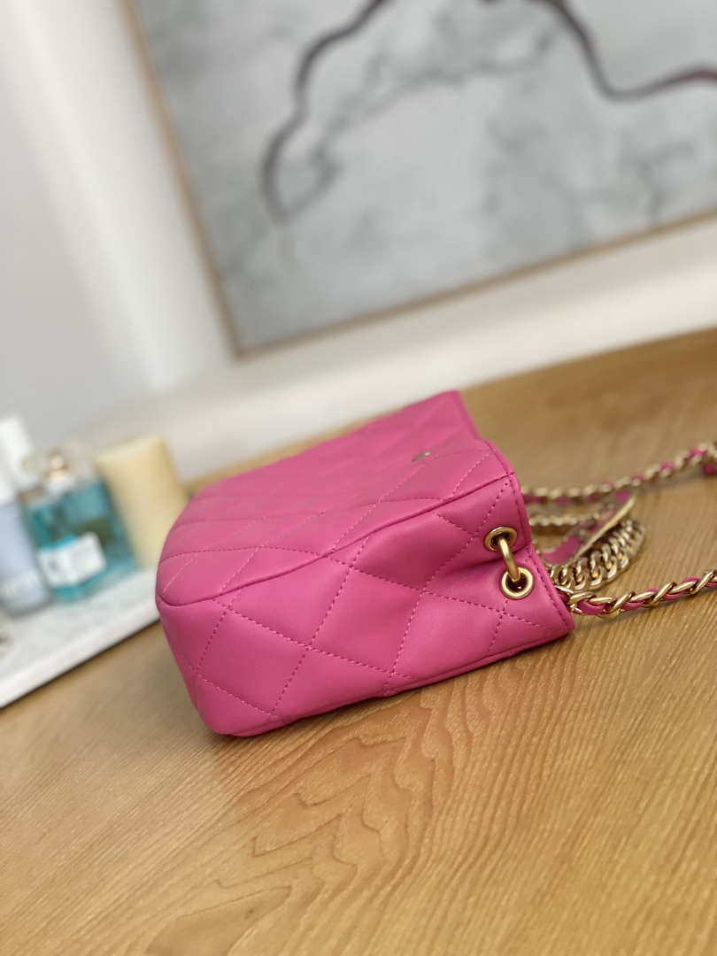 Chanel AS3476 Hobo Handbag Lambskin Rose Red - Default Title - View 5