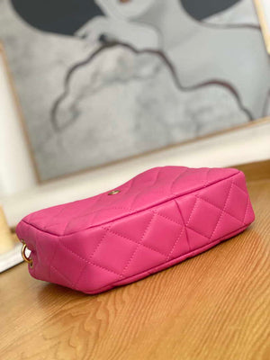 Chanel AS3476 Hobo Handbag Lambskin Rose Red - Default Title - View 7