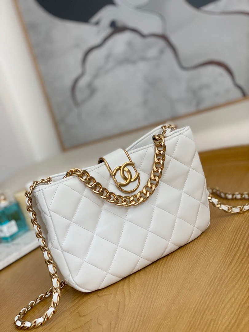 Chanel AS3476 Hobo Handbag Lambskin White - Default Title - View 3