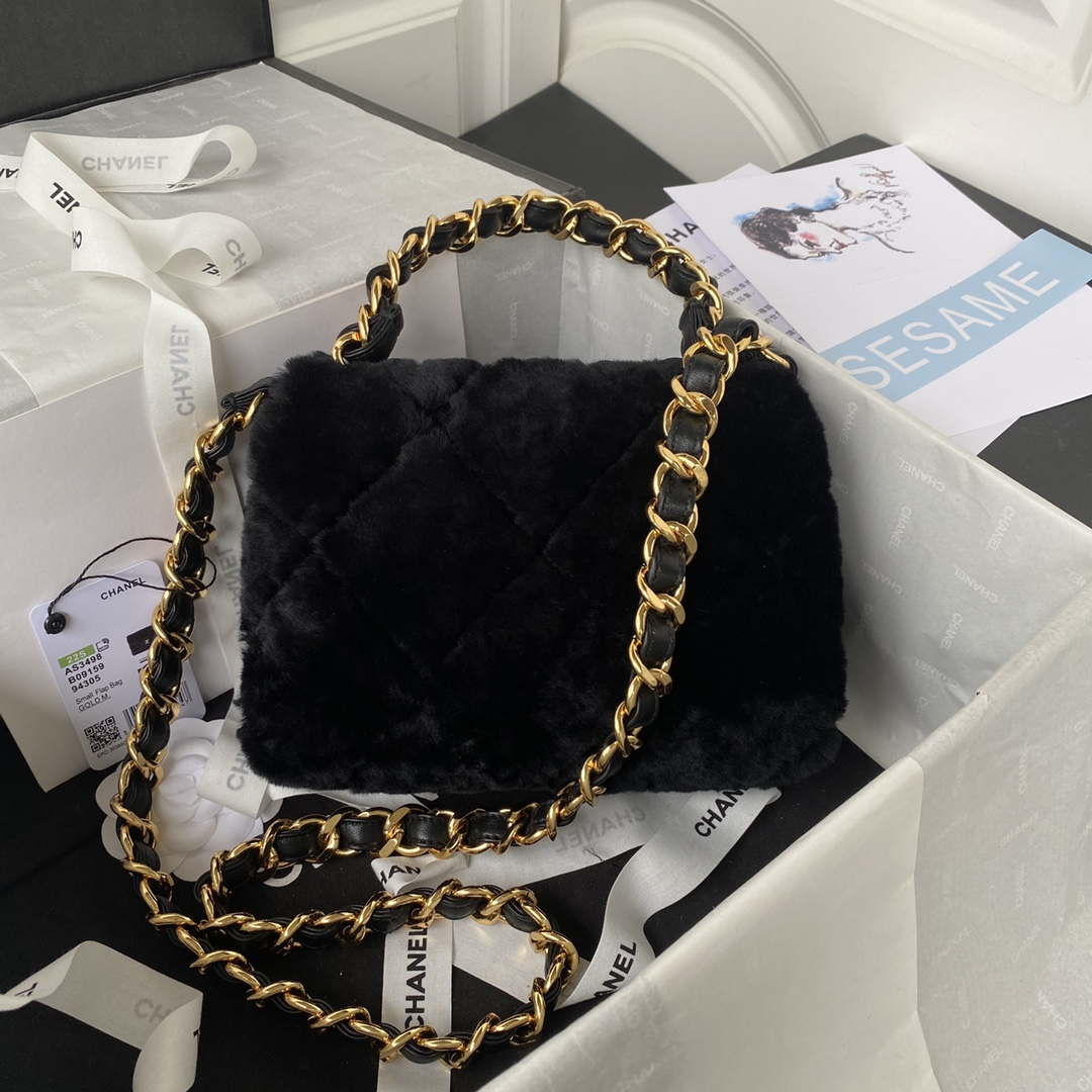 Chanel AS3498 Flap Bag Shearling Black - Default Title - View 2
