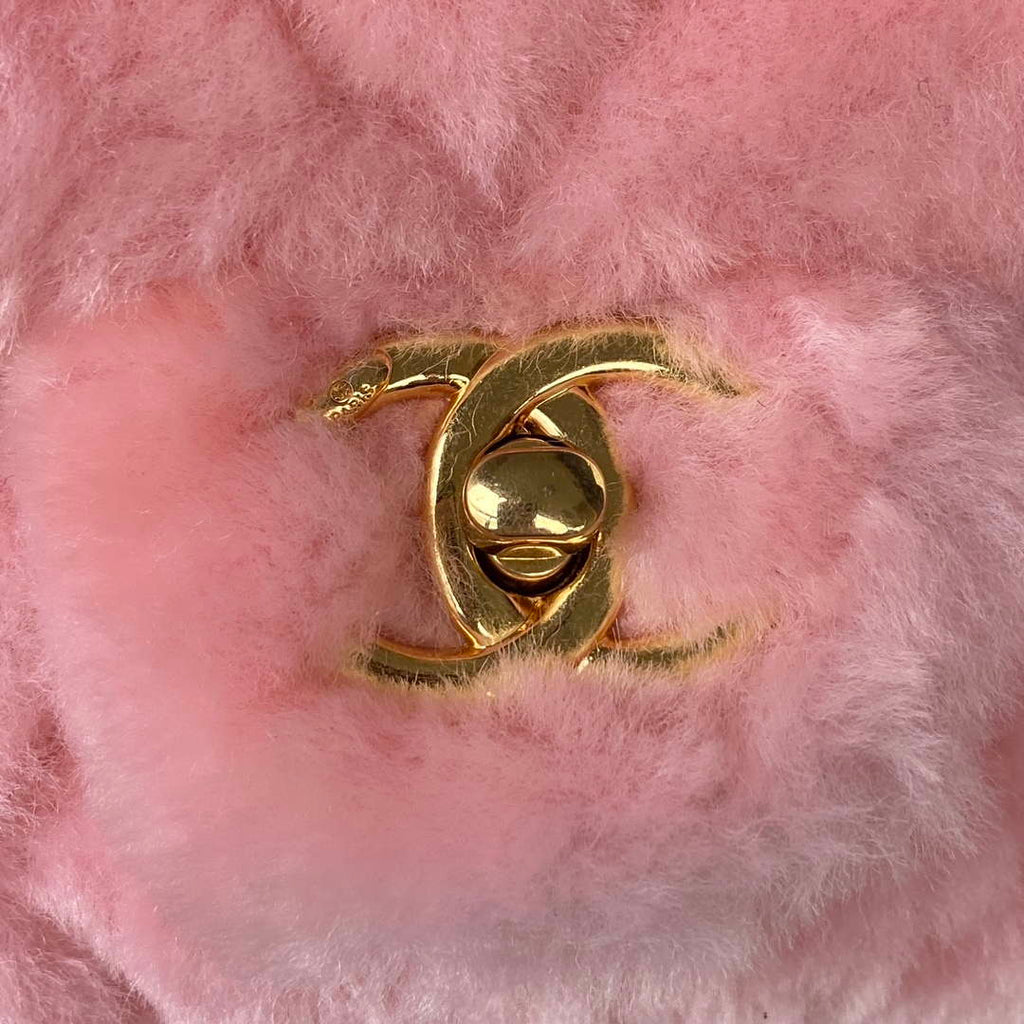 Chanel AS3498 Flap Bag Shearling Pink