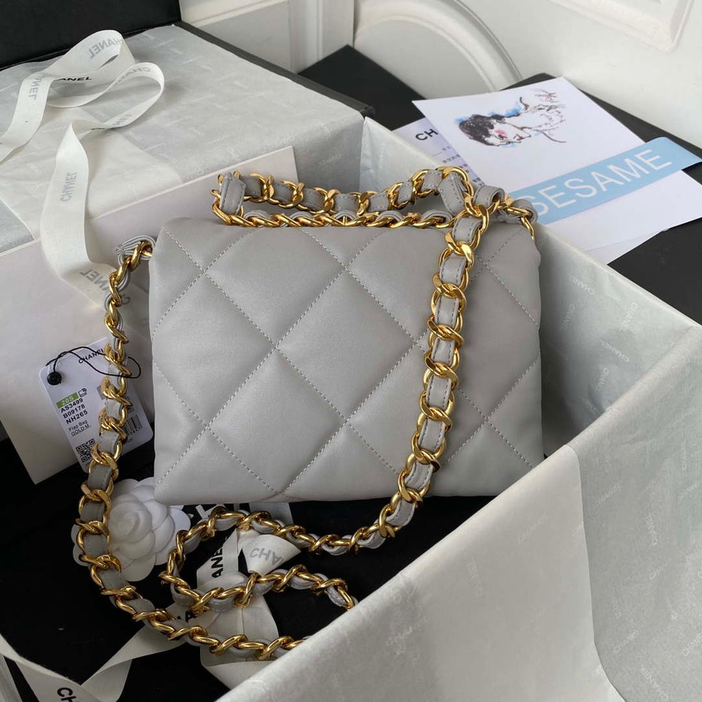 Chanel AS3499 Flap Bag Lambskin Gray