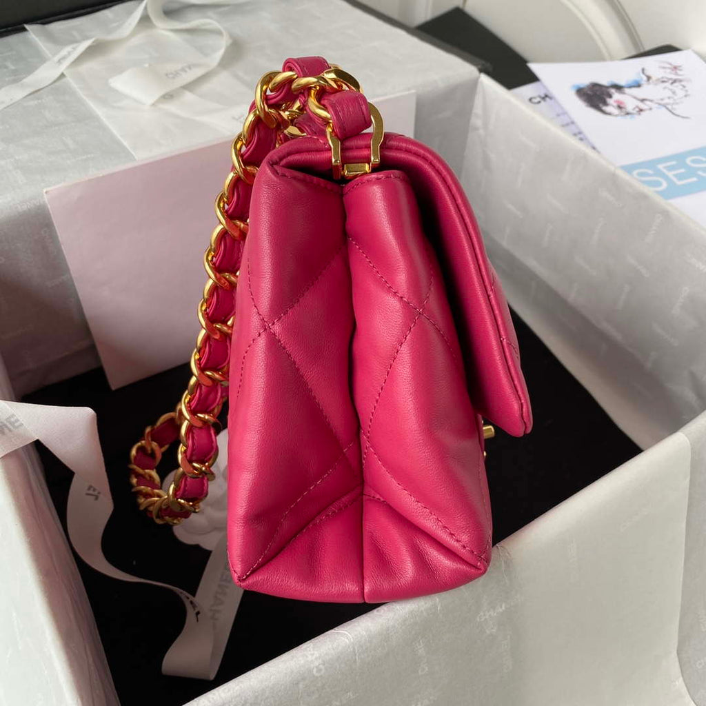 Chanel AS3499 Flap Bag Lambskin Rose Red