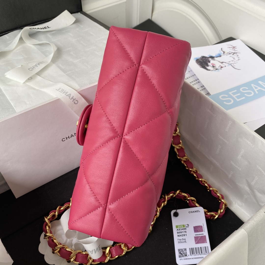 Chanel AS3499 Flap Bag Lambskin Rose Red