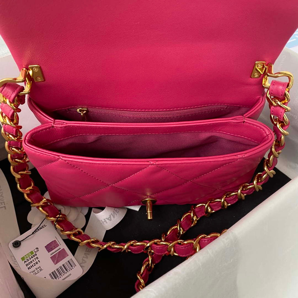 Chanel AS3499 Flap Bag Lambskin Rose Red