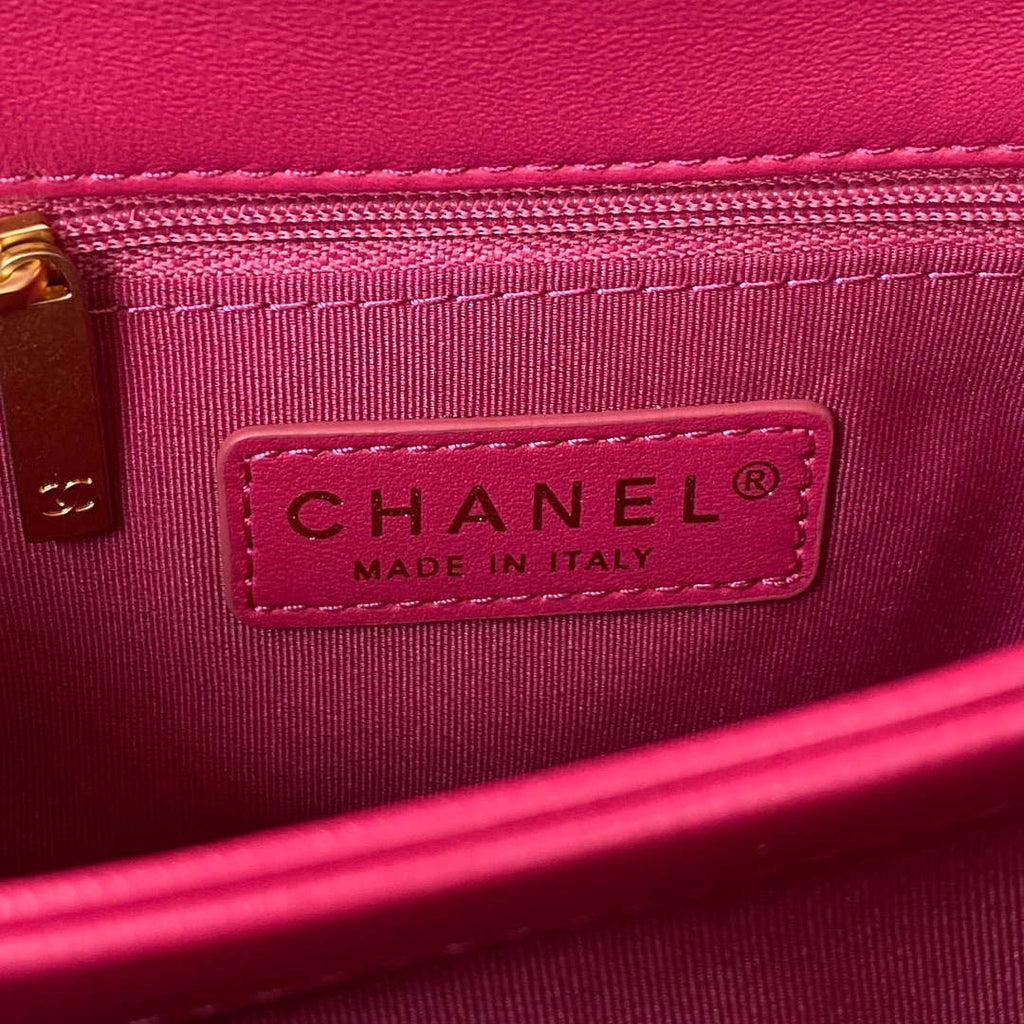 Chanel AS3499 Flap Bag Lambskin Rose Red