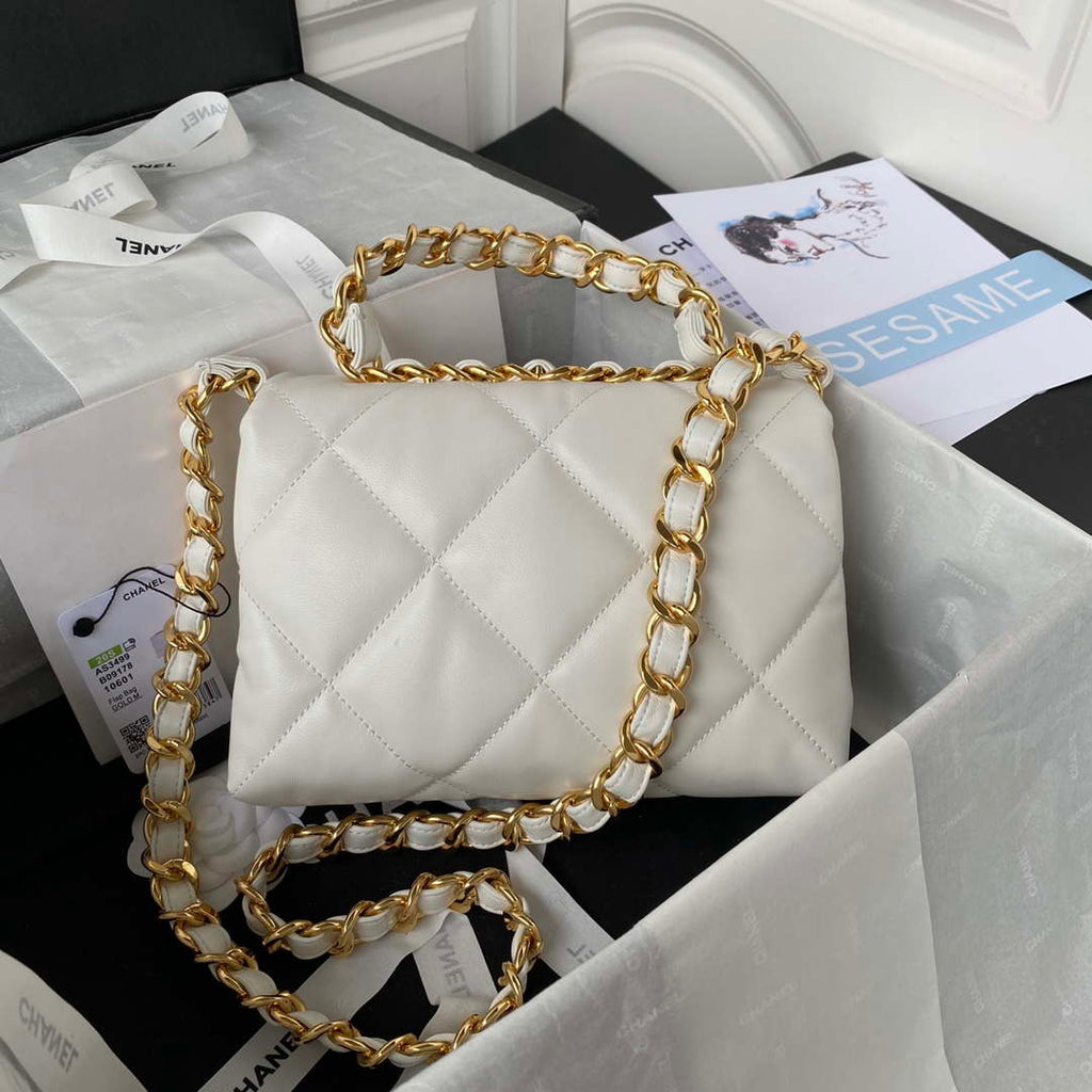 Chanel AS3499 Flap Bag Lambskin White