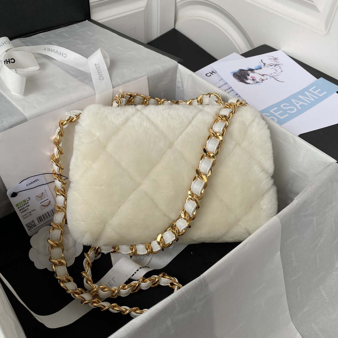 Chanel AS3499 Flap Bag Shearling White - Default Title - View 2