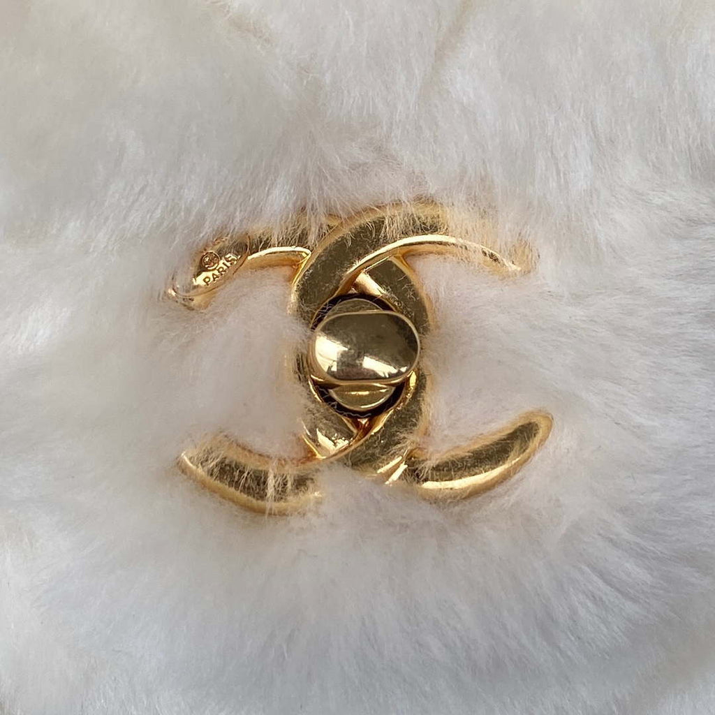 Chanel AS3499 Flap Bag Shearling White
