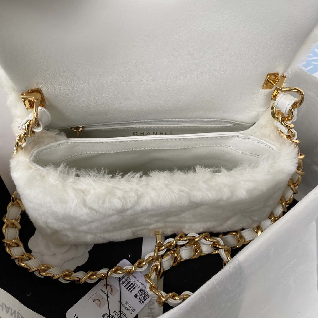 Chanel AS3499 Flap Bag Shearling White - Default Title - View 7
