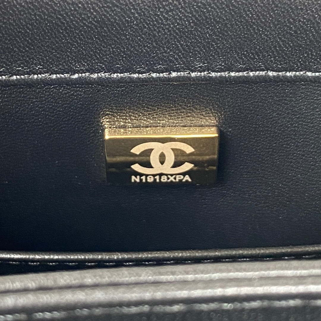 Chanel AS3499 Flap Bag Shearling Black