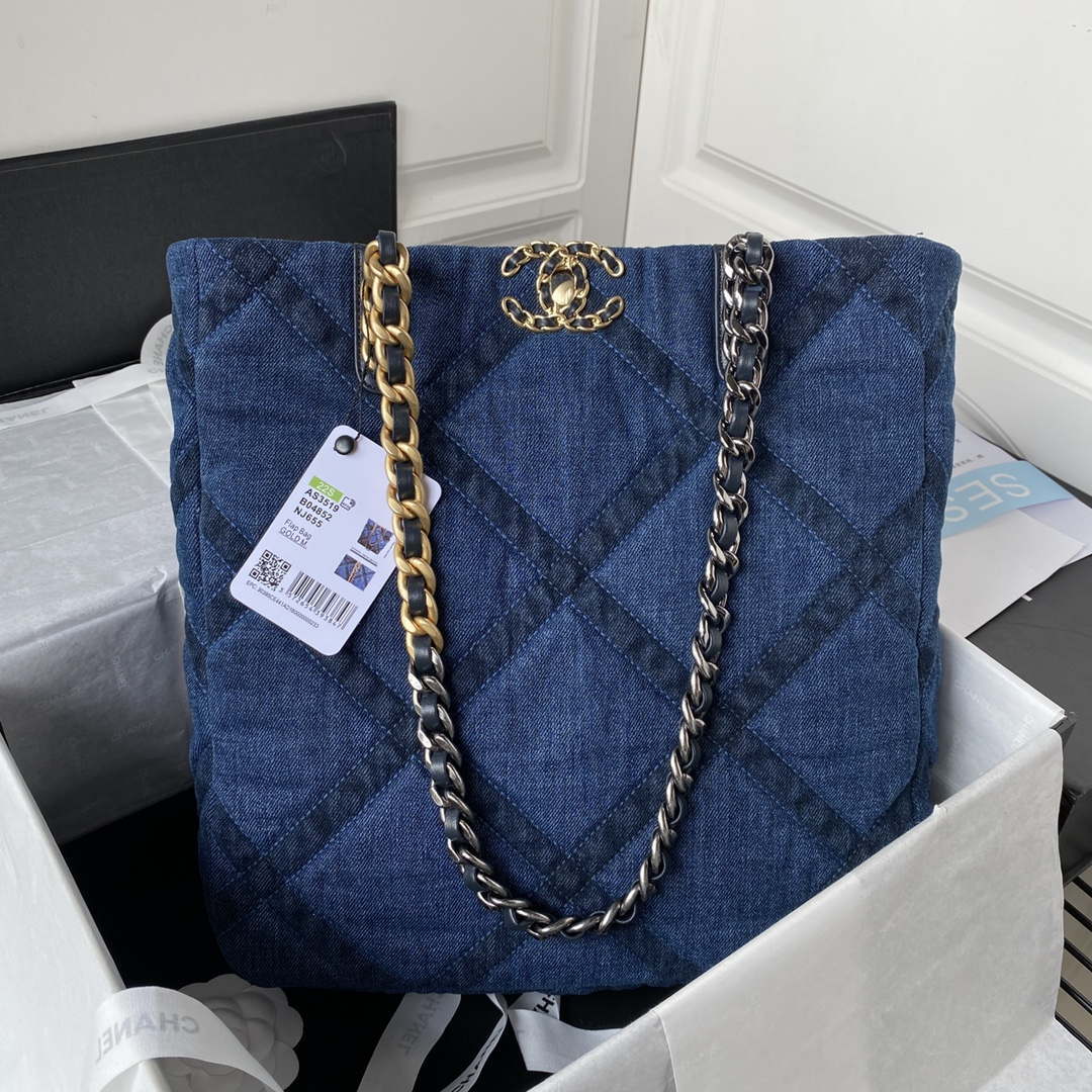 Chanel AS3519 CHANEL 23K Shopping Bag Denim Blue - Default Title - View 1