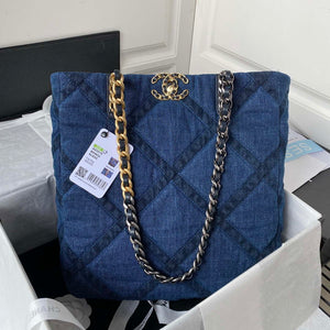 Chanel AS3519 CHANEL 23K Shopping Bag Denim Blue - Default Title - View 1