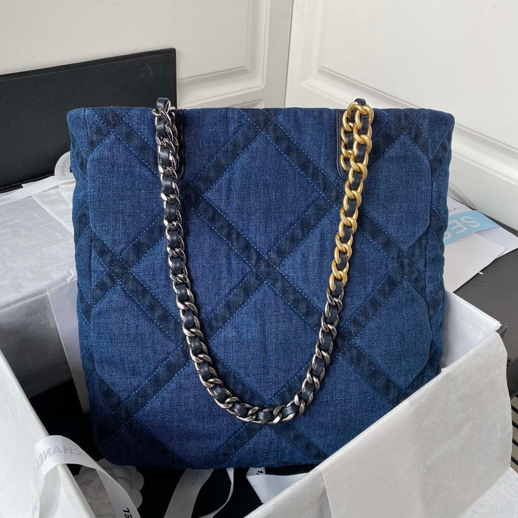 Chanel AS3519 CHANEL 23K Shopping Bag Denim Blue