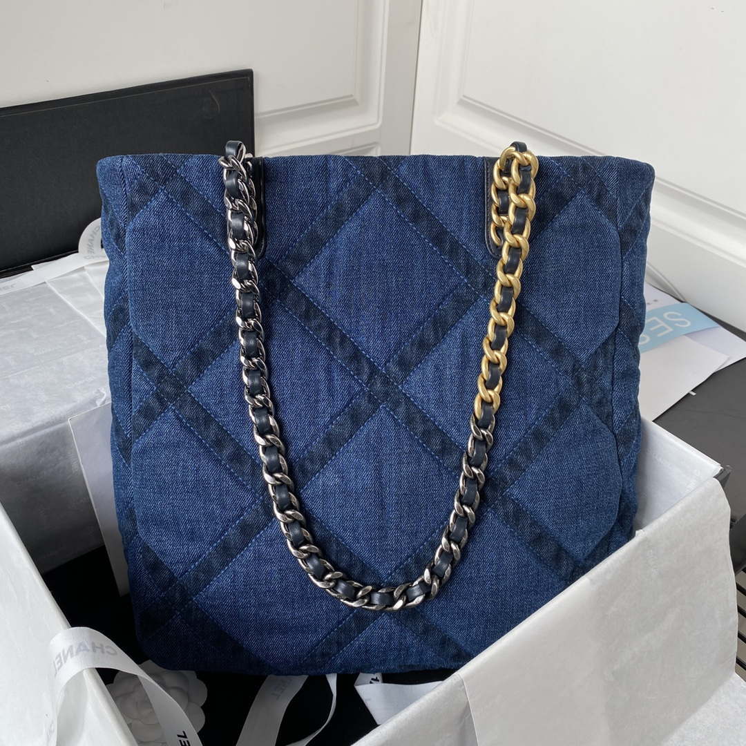Chanel AS3519 CHANEL 23K Shopping Bag Denim Blue - Default Title - View 2