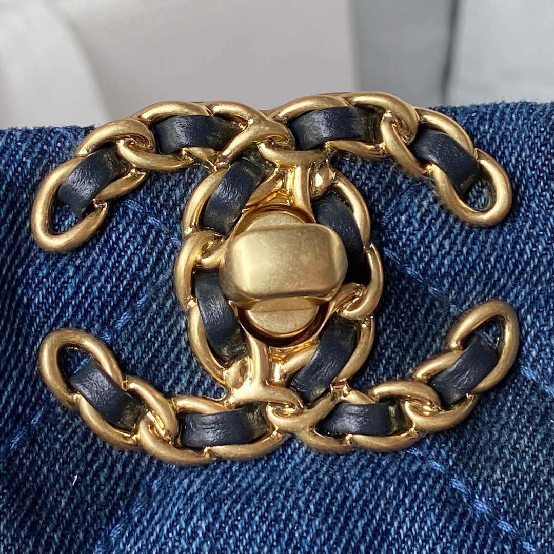 Chanel AS3519 CHANEL 23K Shopping Bag Denim Blue - Default Title - View 3