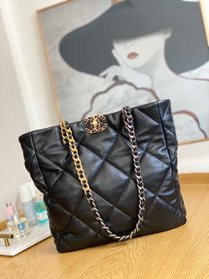 Chanel AS3519 CHANEL19 Shopping Bag Shiny Lambskin Black - Default Title - View 1