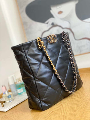 Chanel AS3519 CHANEL19 Shopping Bag Shiny Lambskin Black - Default Title - View 3
