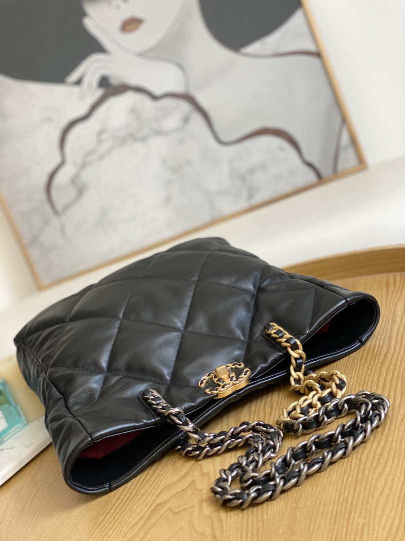 Chanel AS3519 CHANEL19 Shopping Bag Shiny Lambskin Black - Default Title - View 4