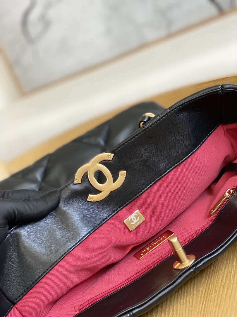 Chanel AS3519 CHANEL19 Shopping Bag Shiny Lambskin Black - Default Title - View 5
