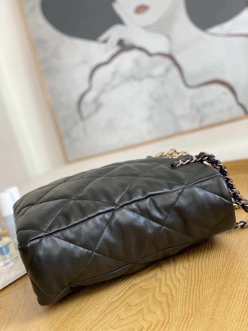 Chanel AS3519 CHANEL19 Shopping Bag Shiny Lambskin Black - Default Title - View 8