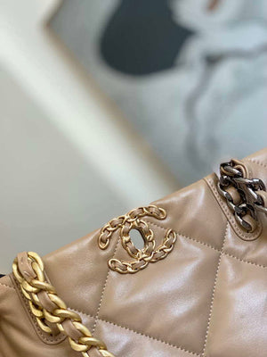 Chanel AS3519 CHANEL19 Shopping Bag Shiny Lambskin Light Brown - Default Title - View 4