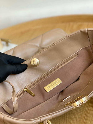 Chanel AS3519 CHANEL19 Shopping Bag Shiny Lambskin Light Brown - Default Title - View 6