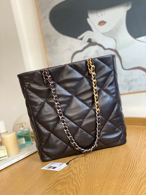 Chanel AS3519 CHANEL19 Shopping Bag Shiny Lambskin Dark Brown - Default Title - View 2