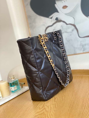 Chanel AS3519 CHANEL19 Shopping Bag Shiny Lambskin Dark Brown - Default Title - View 4