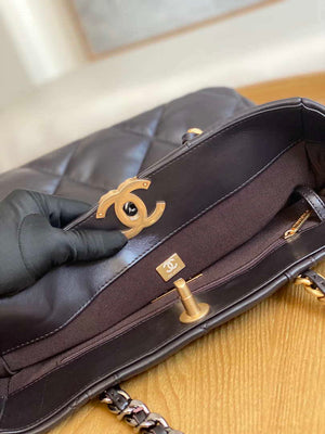Chanel AS3519 CHANEL19 Shopping Bag Shiny Lambskin Dark Brown - Default Title - View 6