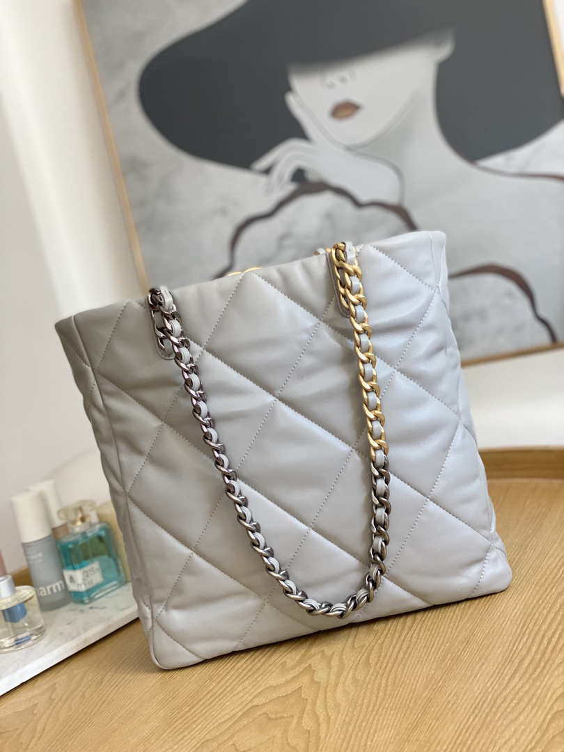 Chanel AS3519 CHANEL19 Shopping Bag Shiny Lambskin Gray - Default Title - View 2