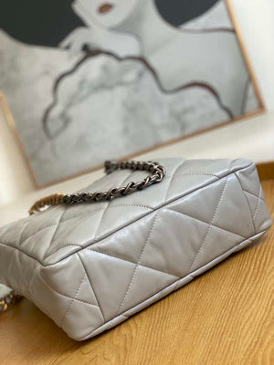 Chanel AS3519 CHANEL19 Shopping Bag Shiny Lambskin Gray - Default Title - View 9
