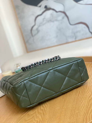 Chanel AS3519 CHANEL19 Shopping Bag Shiny Lambskin Dark Green - Default Title - View 6