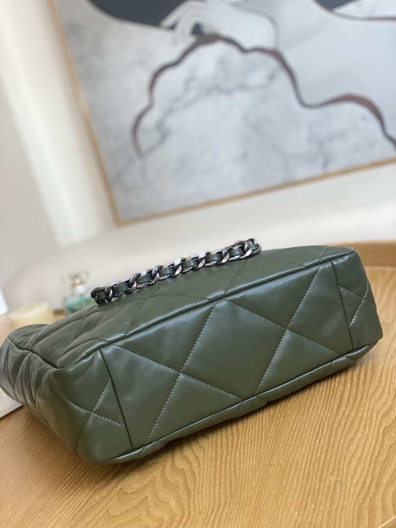 Chanel AS3519 CHANEL19 Shopping Bag Shiny Lambskin Dark Green - Default Title - View 6