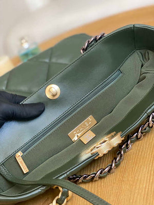 Chanel AS3519 CHANEL19 Shopping Bag Shiny Lambskin Dark Green - Default Title - View 7