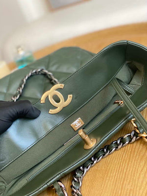 Chanel AS3519 CHANEL19 Shopping Bag Shiny Lambskin Dark Green - Default Title - View 8