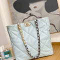 Chanel AS3519 CHANEL19 Shopping Bag Shiny Lambskin Light Blue - Default Title - View 1