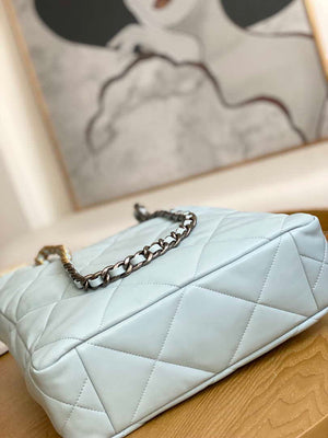 Chanel AS3519 CHANEL19 Shopping Bag Shiny Lambskin Light Blue - Default Title - View 9