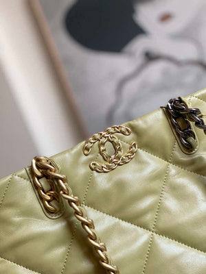 Chanel AS3519 CHANEL19 Shopping Bag Shiny Lambskin Light Yellow - Default Title - View 4